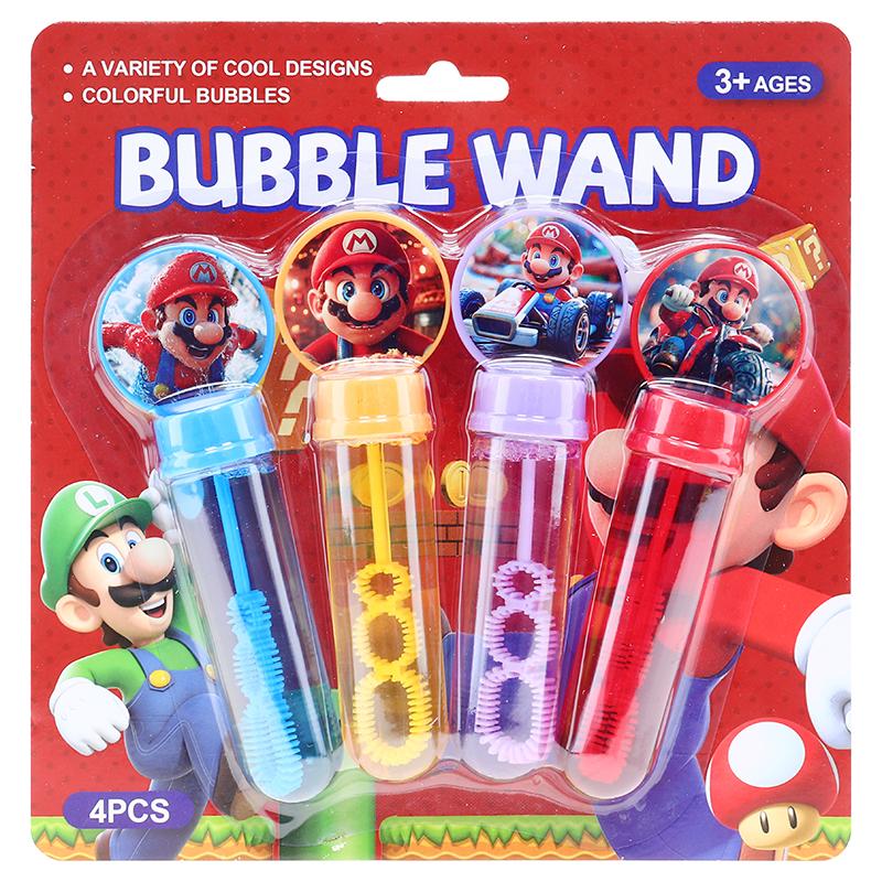 Super Player Character Bubble Wand 35mL Each 14cm x 2.5cm 4pk