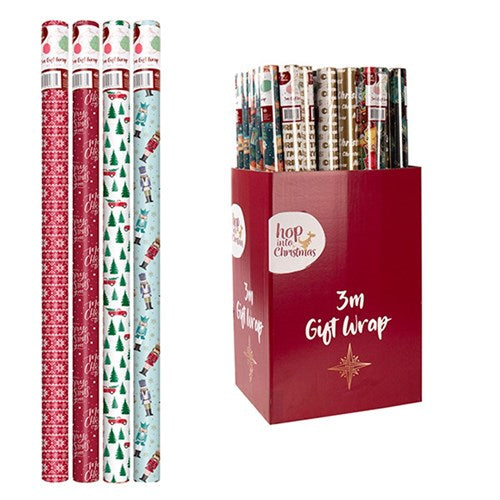 Wrap Paper Xmas 3Mx70cm 60gsm 38mm Core PDQ Asstd