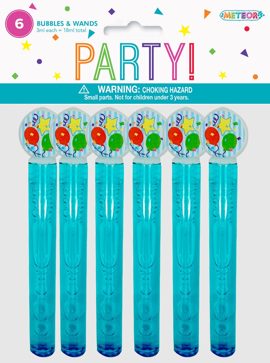 6 Bubbles & Wands - Blue 3ml Each