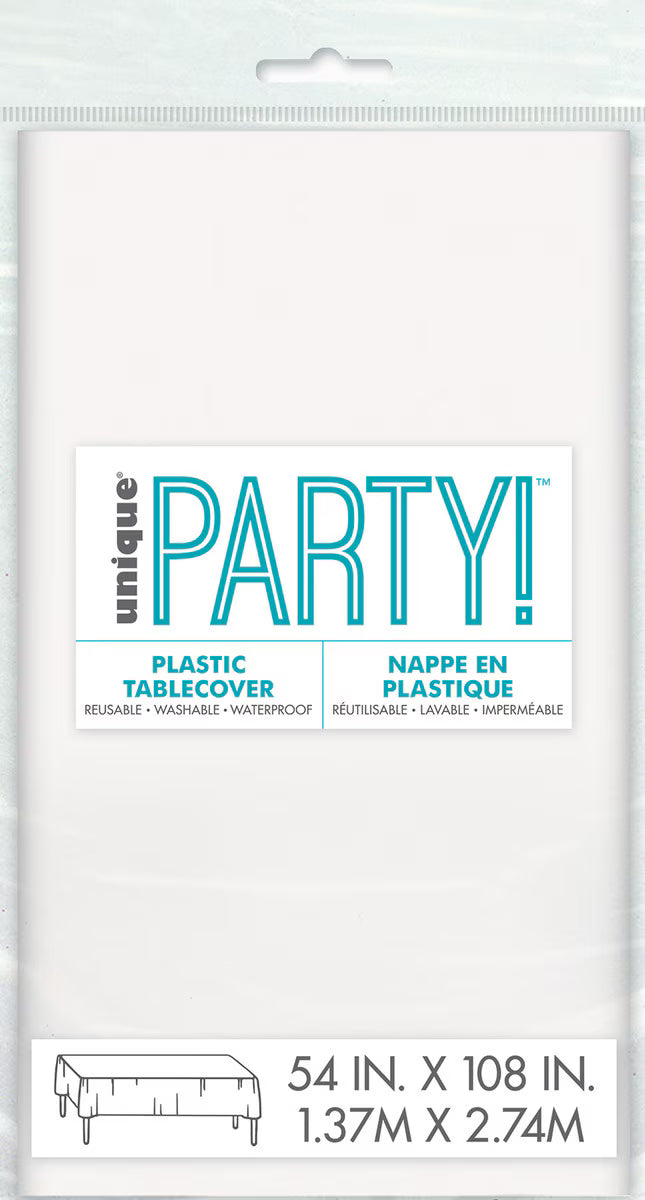 Bright White Unique Compact Packaging Plastic Tablecover Rectangle 137cm x 274cm (54" x 108")