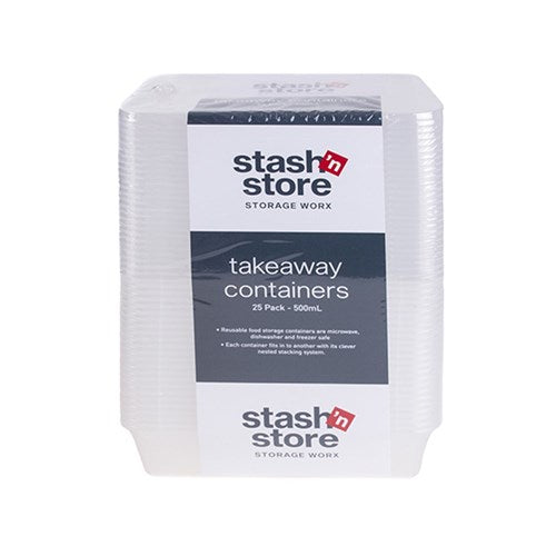 Container Takeaway Plastic Clear Lid 500mL 25pk