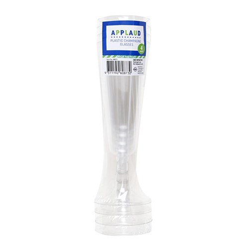 Glass Champagne Clear Plastic Pk4