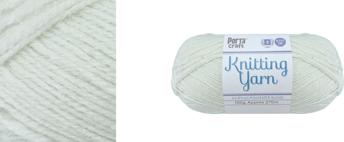 Knitting Yarn 100g 270m 8ply Solid Pure White