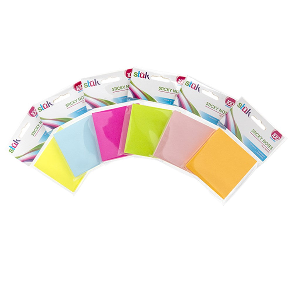 Note Sticky 76x76mm 100sheets 6 Asstd Cols