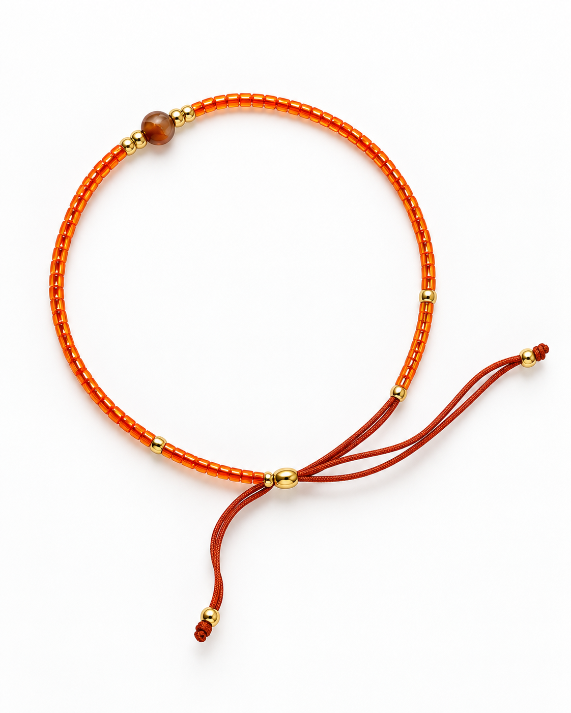 Orange Beaded Adjustable Bracelet