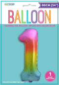 Rainbow 1 Numeral Foil Balloon 86cm