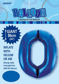 Royal Blue  0  Numeral Foil Balloon 86cm
