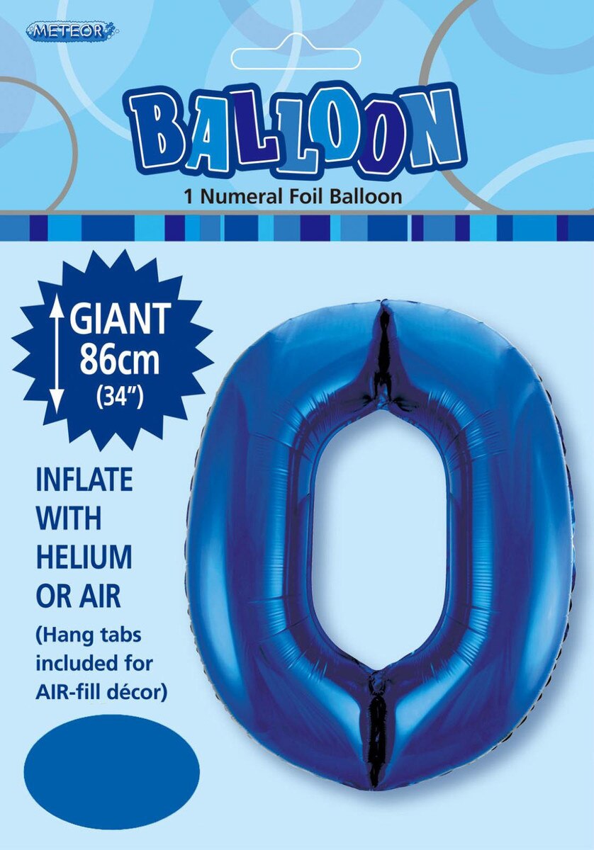 Royal Blue  0  Numeral Foil Balloon 86cm
